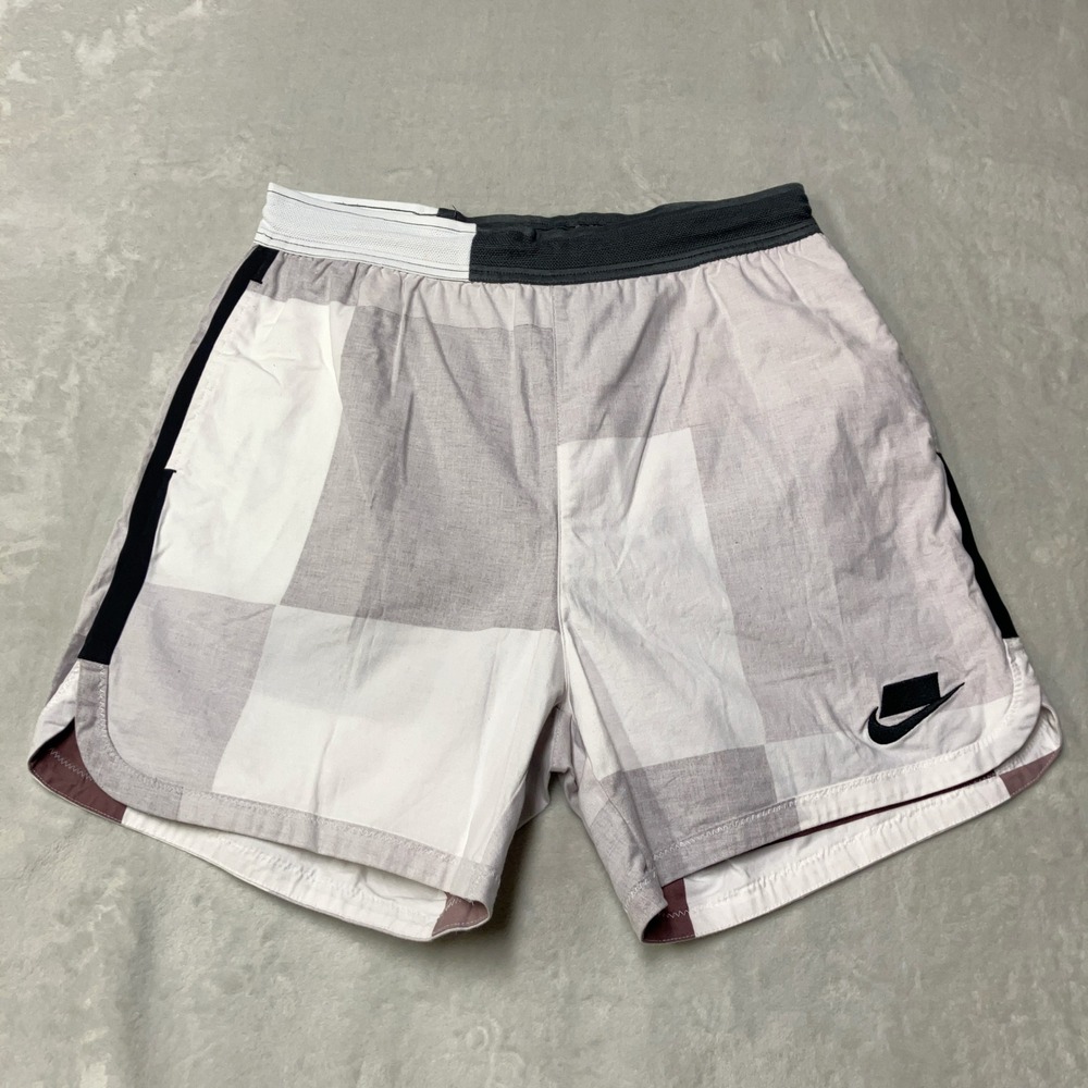 Nike Shorts Sportswear Checkered Colorblock Grey White Mens Medium CJ5075-068